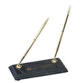 Black Marble Desk Accessories - double pen stand - gold desk pens